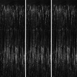 Voircoloria 3 Pack 3.3x8.2 Feet Black Foil Fringe