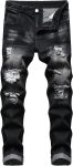 QIMYUM Mens Ripped Jeans, Distressed Destroyed Slim Fit