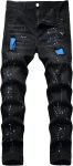 QIMYUM Mens Ripped Jeans, Distressed Destroyed Slim Fit
