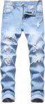 QIMYUM Mens Ripped Jeans, Distressed Destroyed Slim Fit