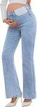 PACBREEZE Women's Maternity Flare Jeans Mid-Rise