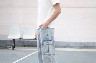 LOGEQI Mens Baggy Cargo Jeans Wide Leg Hip Hop Jeans