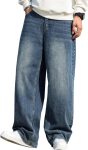 DFGIGT Men's Baggy Hip Hop Jeans Wide Leg Skater Denim