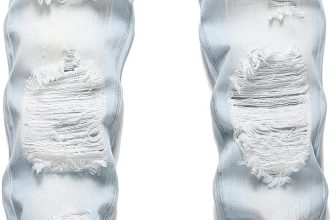 OIIIO Men's Ripped Slim Fit Straight Leg Jean Denim