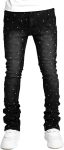 Men Rhinestone Skinny Ripped Jeans Y2k Stretch Slim Fit