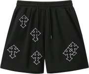 VIPWOLF Men's Cross Graphic Workout Running Shorts Goth