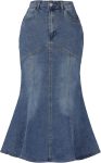 Allegra K Denim Jean Skirt for Women Casual Washed High