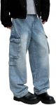 LOGEQI Mens Baggy Cargo Jeans Wide Leg Hip Hop Jeans