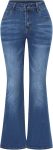THUNDER STAR Womens Stretchy Mid Rise Flare Jeans