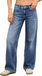 ELLEVEN Women's Low-Rise Baggy Jeans, High Stretchy Y2K