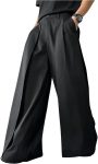 OYOANGLE Men's Baggy Wide Leg Pants Zipper Fly Pleated