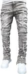 FantasyGears Mens Stacked Ripped Jeans Y2k Distressed