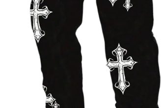 WDIRARA Men's Cross Graphic Jeans Raw Hem Long Denim