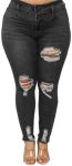 ALLABREVE Womens Plus Size Skinny Jeans Stretchy High