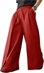 OYOANGLE Men's Baggy Wide Leg Pants Zipper Fly Pleated