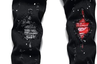 OIIIO Men's Patch Ripped Stretch Regular Fit Jean