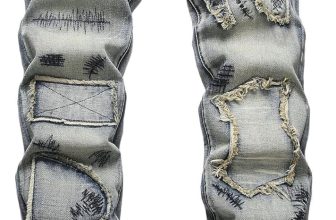 Baylvn Men's Designer Straight Slim Fit Patchwork Jeans