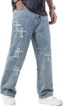 Mens Baggy Jeans Wide Leg Jeans, Y2K Loose Fit Hip Hop