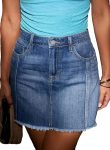 Sidefeel Womens Denim Skirt Casual Stretch High Waist