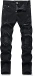 OIIIO Men's Patch Ripped Stretch Regular Fit Jean