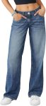Low-Rise Baggy Jeans for Women High Stretchy Wide Leg