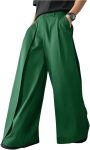 OYOANGLE Men's Baggy Wide Leg Pants Zipper Fly Pleated