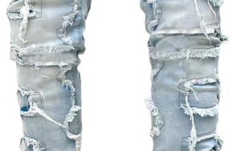 Giraropa Mens Black Stacked Jeans Slim Fit Ripped Jeans