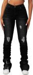 Stacked Flared Jeans for Women High Waisted Stretchy