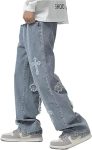 Trousers Cross Denim Pants Streetwear Hip Hop Low Rise