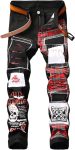 Enrica Men's Ripped Straight Slim Moto Biker Jeans