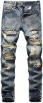 AITITIA Men's Ripped Regular Fit Jeans