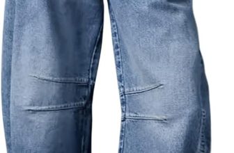 Womens Stretchy Mid Rise Barrel Jeans Vintage Loose