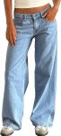 Women's Wide Leg Low Waisted Baggy Jeans Casual Loose
