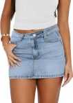 Womens Denim Skirt Casual Mini Jean Skirt Stretch Low