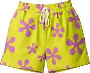 Lime Green Purple Star Shorts Trunks for Womens Adult