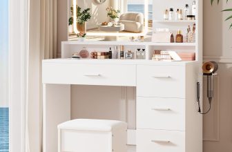 LIVELYGLOW Makeup Vanity Desk with Smart LED Mirror &