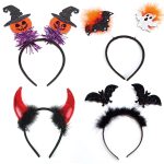 4 Pack Halloween Headbands, Bat Ghost Pumpkin Devil