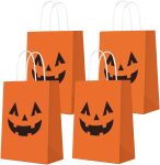 Halloween Pumpkin Gift Bags for Trick or Treat - 16 PCS