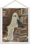 Ghost And Black Cat Acrylic Wall Hanging Decor Ghost