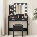Modern Makeup Vanity Desk with Large LED Mirror, 7