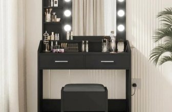 Modern Makeup Vanity Desk with Large LED Mirror, 7