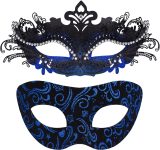 SIQUK Couple Masquerade Masks Metal Venetian Party Mask