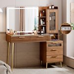 Arulvmrn Vanity Desk with 29.53" HD Lighted Mirror,