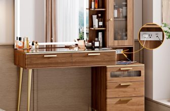 Arulvmrn Vanity Desk with 29.53" HD Lighted Mirror,