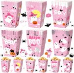 Gueevin 24 Pcs Halloween Popcorn Boxes Pink Ghost Treat