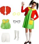 La Chilindrina Costume Dress for Women Green Dress Red