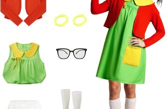 La Chilindrina Costume Dress for Women Green Dress Red