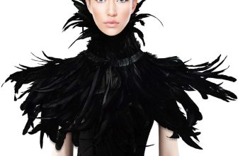 HOMELEX Black Witch Feather Collar Crow Shawl Costume