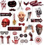 26Pcs Halloween Photo Booth Props Set,Scary Horror