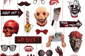 26Pcs Halloween Photo Booth Props Set,Scary Horror
